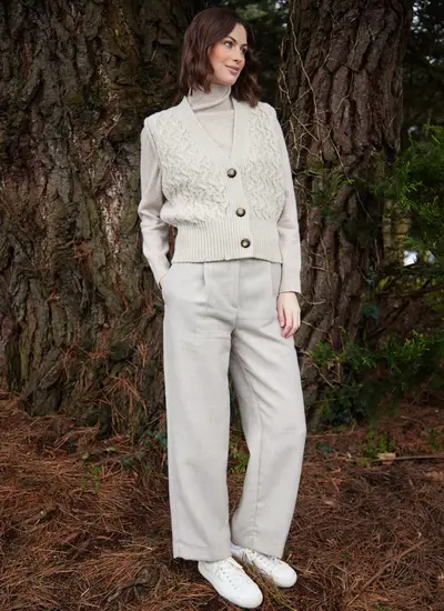 Cashmere Wool Aran Waistcoat
